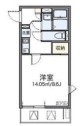 東武伊勢崎線 新田駅 徒歩8分の賃貸アパート 2階1Kの間取り