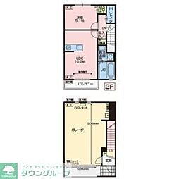 越谷市赤山町2丁目アパート 1LDKの間取図画像