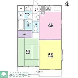 エスポワール与野 2DKの間取図画像