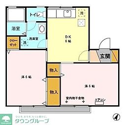 プリムヴェールファイヴ 2DKの間取図画像