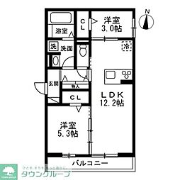 さいたま市浦和区元町1丁目アパート 2LDKの間取図画像