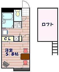 レオパレスF&T1 1Kの間取図画像