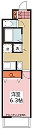 リーブルファイン獨協大学前2号棟 1Kの間取図画像