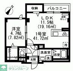 カーサスミレトレス 1LDKの間取図画像