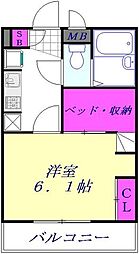 レオパレスクワトロ 1Kの間取図画像