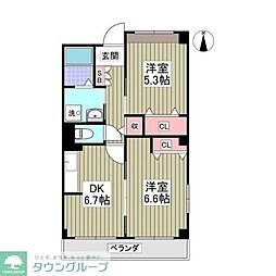 ヴィラモルティ 2DKの間取図画像