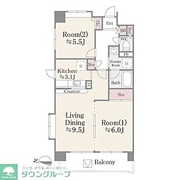 ディアプレイス 2LDKの間取図画像