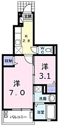 プライムコート芝西 1SKの間取図画像
