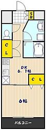 ネストプレイス 1DKの間取図画像