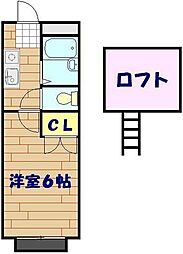 レオパレス飛龍 1Kの間取図画像