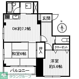 ラ・プレわらび 2LDKの間取図画像