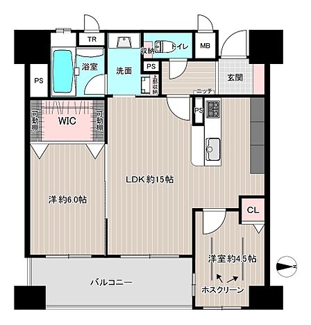 〜リーガル梅田II 〜 9階部分2LDK+WICこだわりの造作が随所に施された暮らしやすい間取です♪