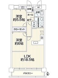 ロイヤルマンション大樹寺 2LDKの間取図画像