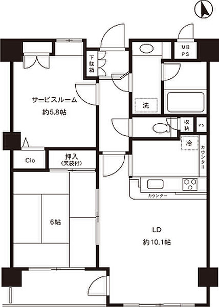 ライオンズマンション麻布十番南 ｜東京都港区麻布十番3丁目(賃貸マンション2LDK・4階・56.59㎡)の写真 その2