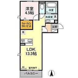 パライソ熱田六番町　B棟 1階1LDKの間取り