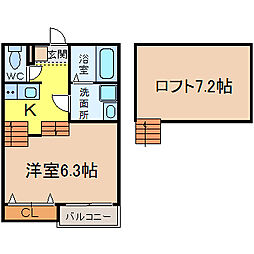 Creo栄生壱番館 1階1SKの間取り
