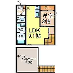 Grandtic Chronos 2階1LDKの間取り