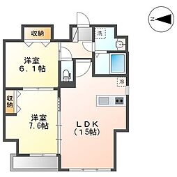 グランソレイユ大須白川 2LDKの間取図画像