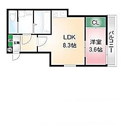 AMLUX2 1LDKの間取図画像