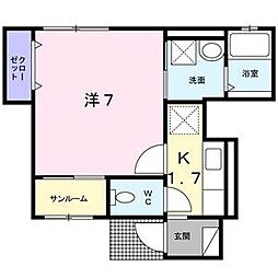 ジェルメ大喜新町 1Kの間取図画像