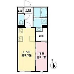 コムジュスイ 1LDKの間取図画像