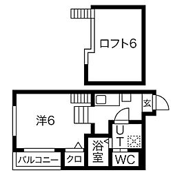 ライカート新栄 1Kの間取図画像
