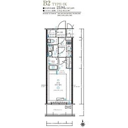 ディアレイシャス名古屋太閤通IV 1Kの間取図画像