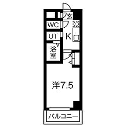 ライスフィールド 1Kの間取図画像