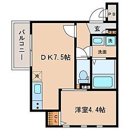 MOVE六番町WEST 1DKの間取図画像