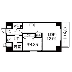 GRANDUKE千代田regaria 1LDKの間取図画像
