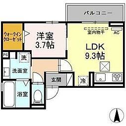 シャルマン高畑 1LDKの間取図画像