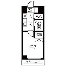 セントラルリッツ 1Kの間取図画像