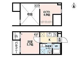 REFINEDTASTE西日置 1Kの間取図画像