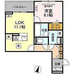 ビスタレイルウェイ八田 1LDKの間取図画像