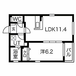 ディベルド荒中 1LDKの間取図画像
