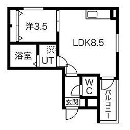 Move中村日赤 1LDKの間取図画像