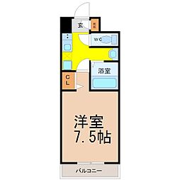 雪見ハイツ 1Kの間取図画像
