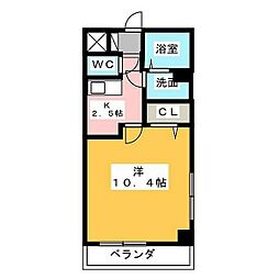 サクシードMt.1金山 1Kの間取図画像