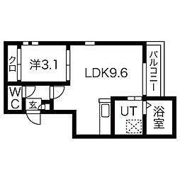 グランティックドルフ新栄 1LDKの間取図画像