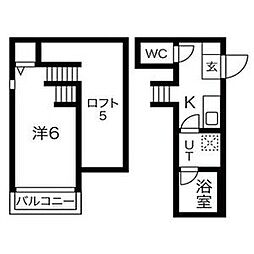 アルバーノ北山 1Kの間取図画像