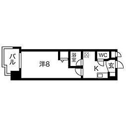 ベル花の木 1Kの間取図画像