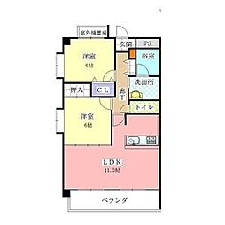 ホワイトドエル道徳 2LDKの間取図画像