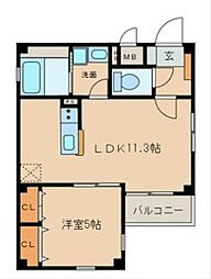 グランレーヴ千代田 1LDKの間取図画像