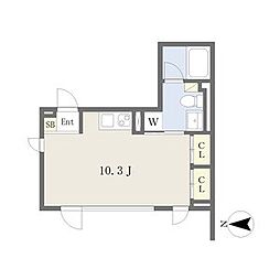 COZY菊井 1Kの間取図画像