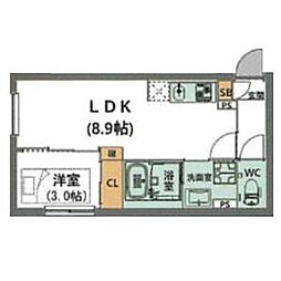 リーデンス名古屋駅西 1LDKの間取図画像