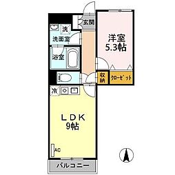 ロータス亀島 1LDKの間取図画像
