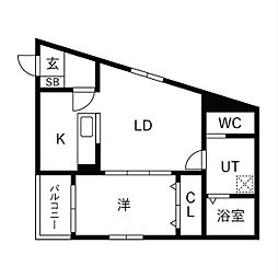 the GARDEN 金山 1LDKの間取図画像