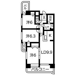 アピエス尾頭橋 3LDKの間取図画像