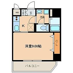 ピースプレイス牛巻 1Kの間取図画像