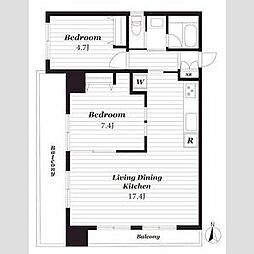 パレス大井 2LDKの間取図画像